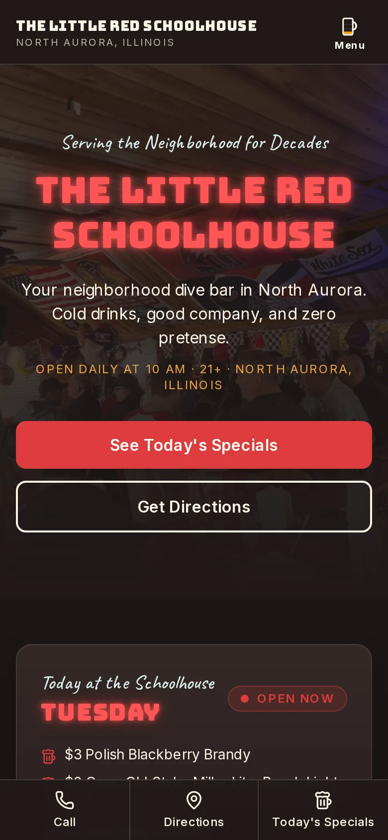 The Little Red Schoolhouse website homepage displayed on a mobile device